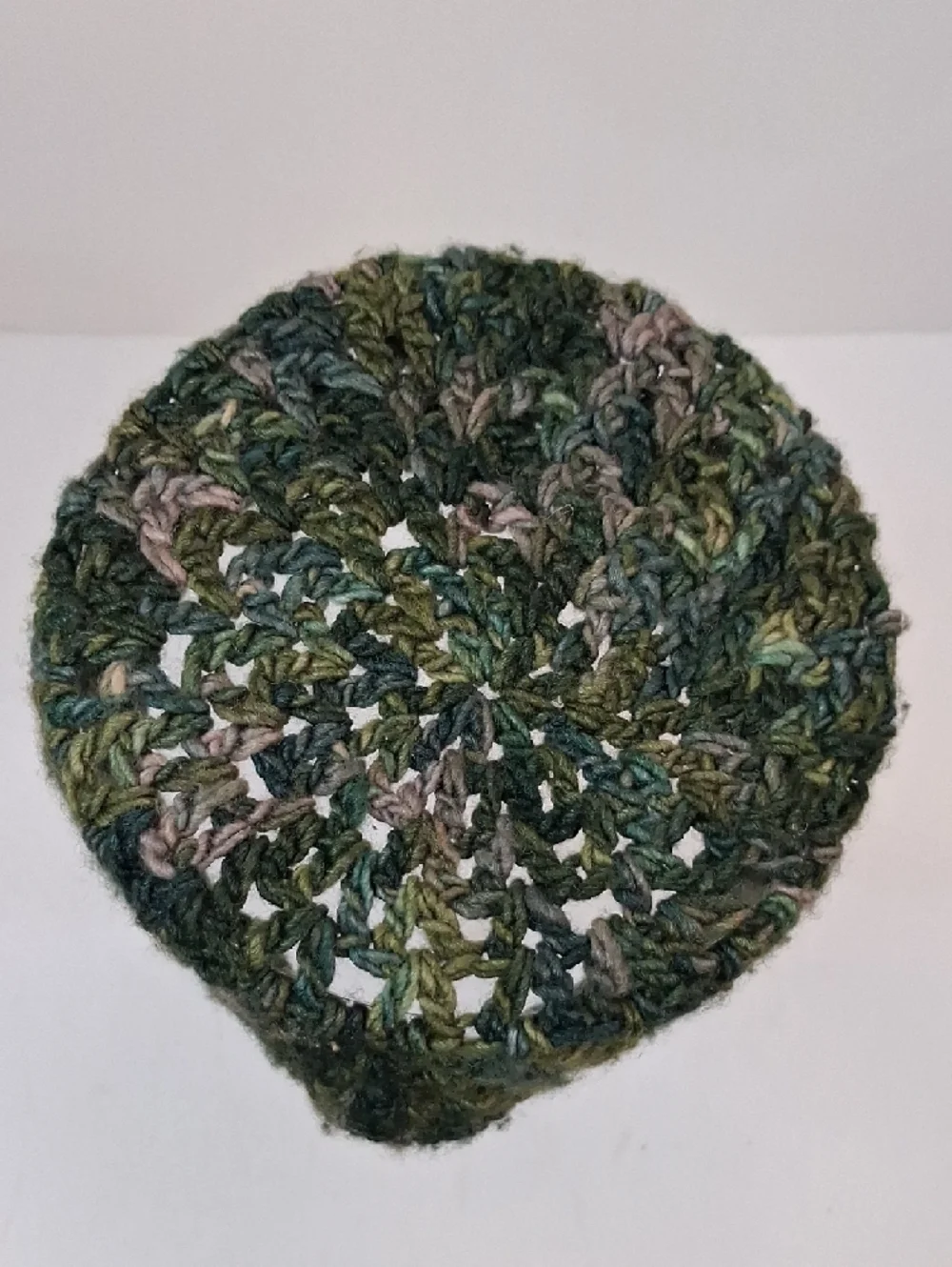 Handmade Crocheted Olive Green Beanie Hat One Size
